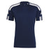 Adidas short sleeve t-shirt in navy blue with white stripes on shoulders and sleeves