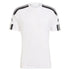 White Adidas short sleeve t-shirt with black stripes on shoulders and sleeves