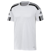 Adidas short sleeve t-shirt in white with black stripes on shoulders and sleeves
